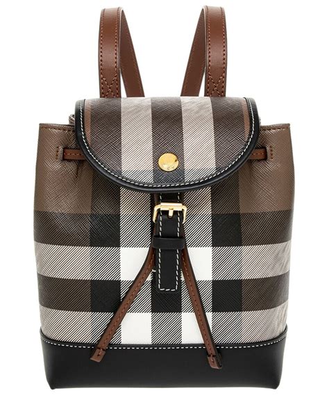 burberry leather trim backpack|Burberry micro check leather backpack.